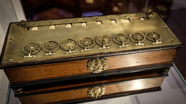 This photograph shows La Pascaline, first mechanical calculating machine