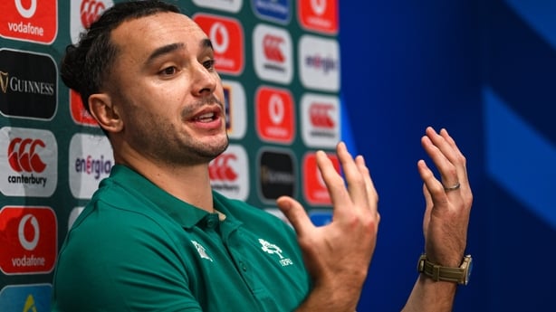 18 November 2025; James Lowe during a Ireland Rugby media conference at the IRFU High Performance Centre in Dublin. Photo by Ramsey Cardy/Sportsfile