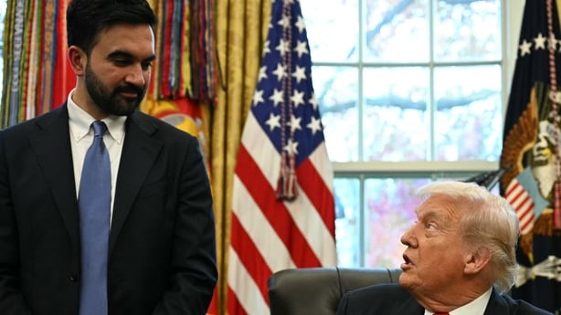 US President Donald Trump meets with New York City Mayor-elect Zohran Mamdani (L) in the Oval Office of the White House on 21 November 2025