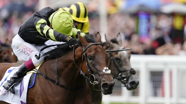 ASCOT, ENGLAND - JULY 26: Oisin Murphy riding Fitzella (black/green) win The Sodexo Live! Princess Margaret Stakes at Ascot Racecourse on July 26, 2025 in Ascot, England. (Photo by Alan Crowhurst/Getty Images)