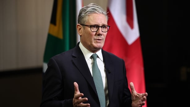 JOHANNESBURG, SOUTH AFRICA - NOVEMBER 22: UK Prime Minister Keir Starmer speaks during an interview with Beth Rigby from Sky News at a hotel on November 22, 2025 in Johannesburg, South Africa. The heads of state and government gathered here did not include those of the United States, which boycotted