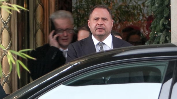 Ukraine's Presidential Office Chief of staff Andriy Yermak leaving a hotel in Geneva, on November 23, 2025 ahead of discussions on a US plan to end the war in Ukraine