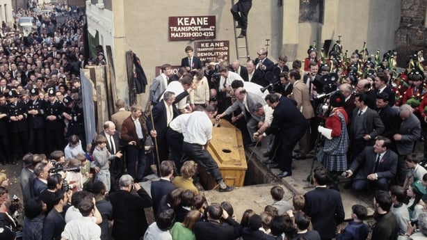 A coffin containing Irish barman Michael 'Mick' Meaney's is raised after spending a record-breaking 61 days underground in a builder's yard in Kilburn, London, April 22nd 1968. (Photo by UPI/Bettmann Archive/Getty Images)
