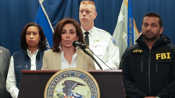 WASHINGTON, DC - NOVEMBER 27: US Attorney for the District of Columbia Jeanine Pirro speaks to the press as D.C. Mayor Muriel Bowser (L), FBI Director Kash Patel (R), looks on during a press conference regarding the shooting of two West Virginia National Guard soldiers on November 27, 2025 in Washin