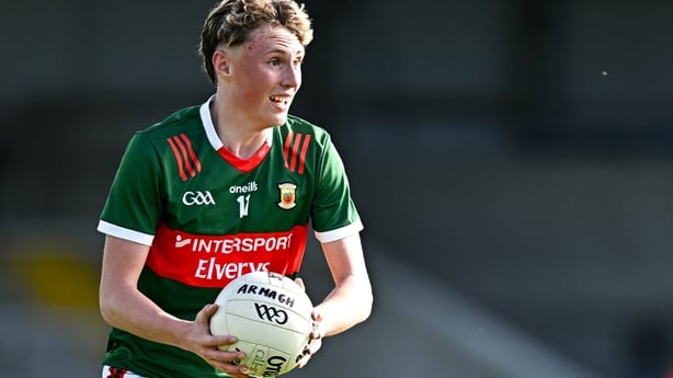 Longford , Ireland - 23 June 2024; Kobe McDonald of Mayo during the Electric Ireland GAA Football All-Ireland Minor Championship semi-final match between Armagh and Mayo at Glennon Brothers Pearse Park in Longford. (Photo By Sam Barnes/Sportsfile via Getty Images)