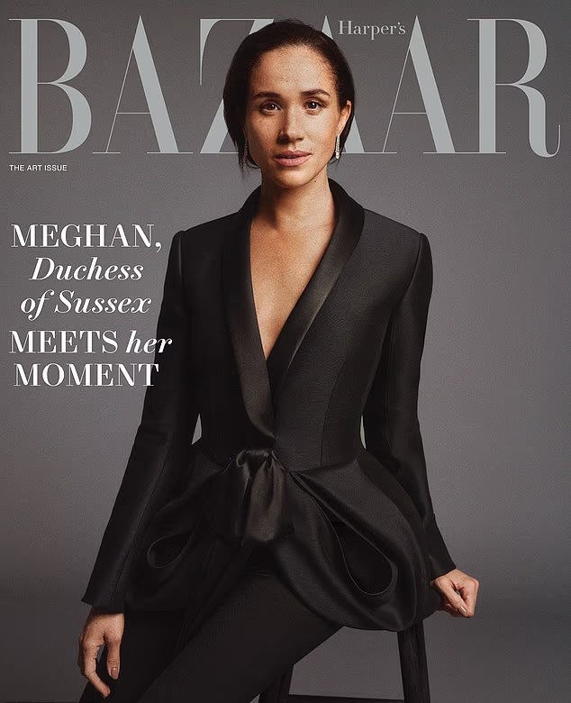Meghan appears barefaced on the cover of ‘Harper’s Bazaar’
