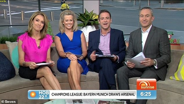 Sloane (left alongside, L-R, Sam Armytage, Andrew O'Keefe and Mark Beretta on Sunrise) used to be a TV journalist for Nine and Seven before making a tilt into politics