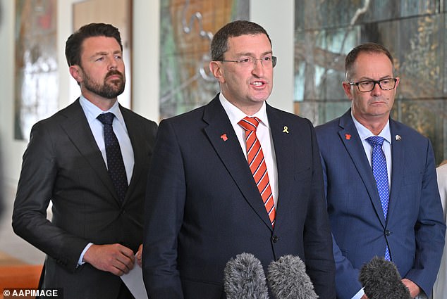 Julian Leeser (centre), also a moderate who argued against dumping net zero, faces an uphill battle to retain his seat of Berowra - once one of the safest Liberal electorates in the country