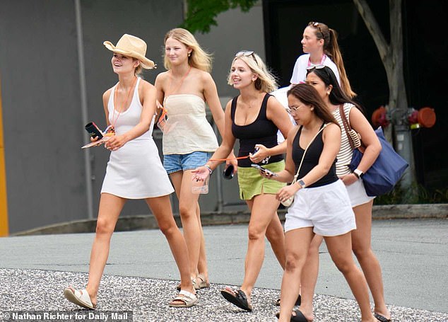 A group of girls hit the Gold Coast streets soon after arriving