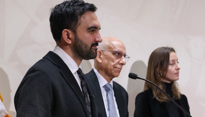 New York City mayor-elect Zohran Mamdani names Dean Fuleihan as his first deputy mayor and Elle Bisgaard-Church as his chief of staff during a press conference at the Roosevelt House Public Policy Institute at Hunter College in New York City, US, November 10, 2025. — Reuters