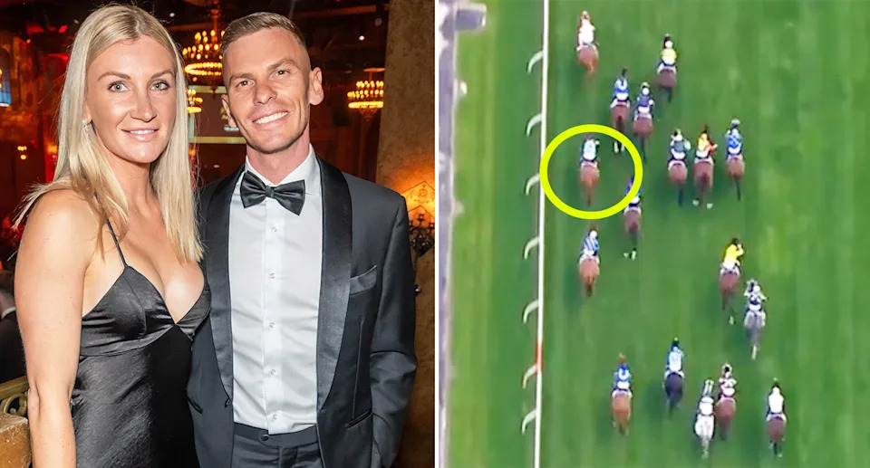 Jamie Melham, pictured here navigating past husband Ben.