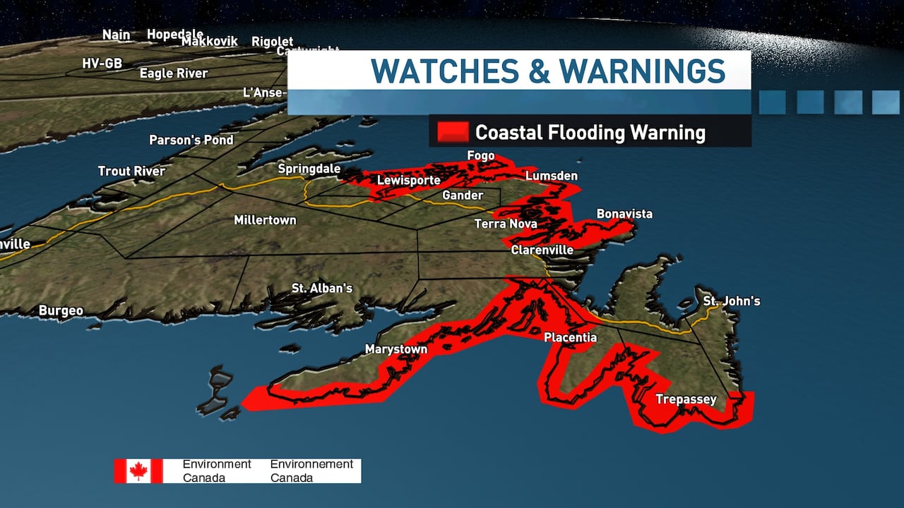 A map of an island with some shorline coloured red.