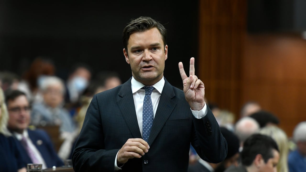 Conservative MP Matt Jeneroux rises during Question Period in the House of Commons on Parliament Hill in Ottawa on Tuesday, May 31, 2022.