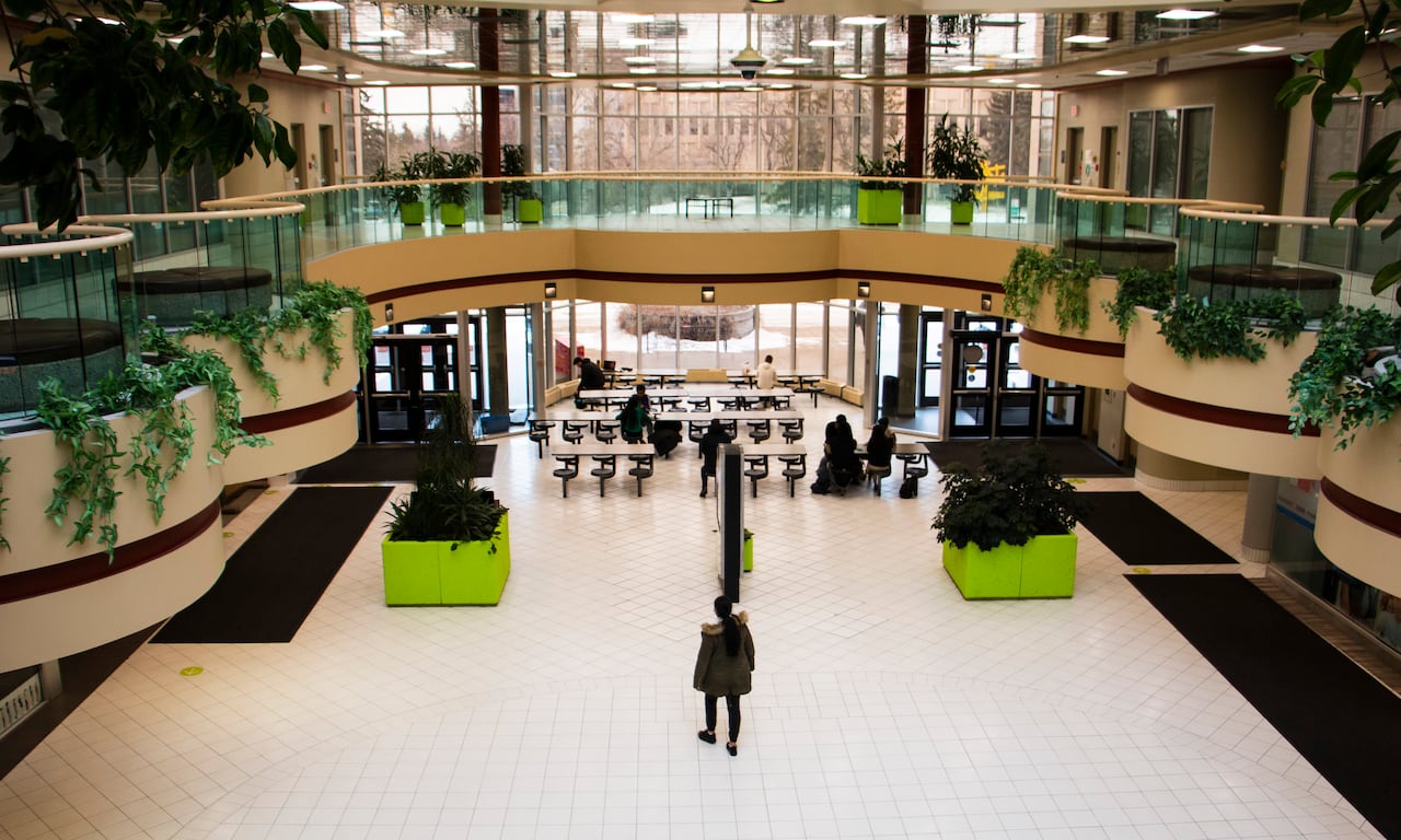A photo of an area inside the University of Calgary.