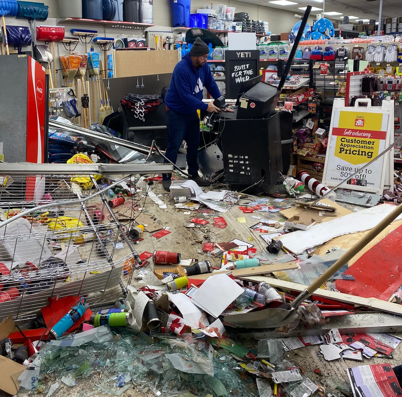 debris in a store