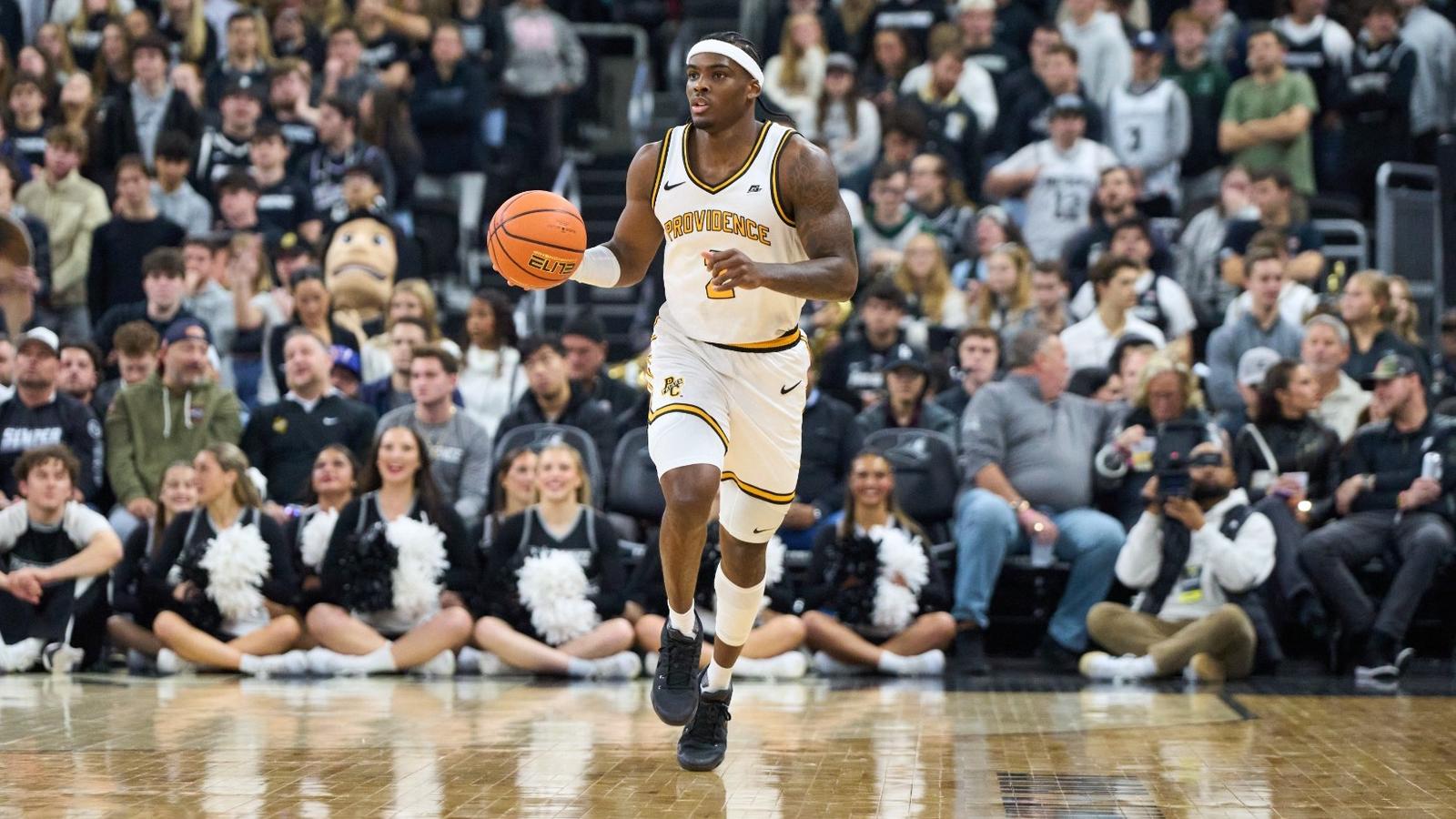 Jason Edwards Dribbles ball at the wing versus Virginia Tech at Mohegan Sun