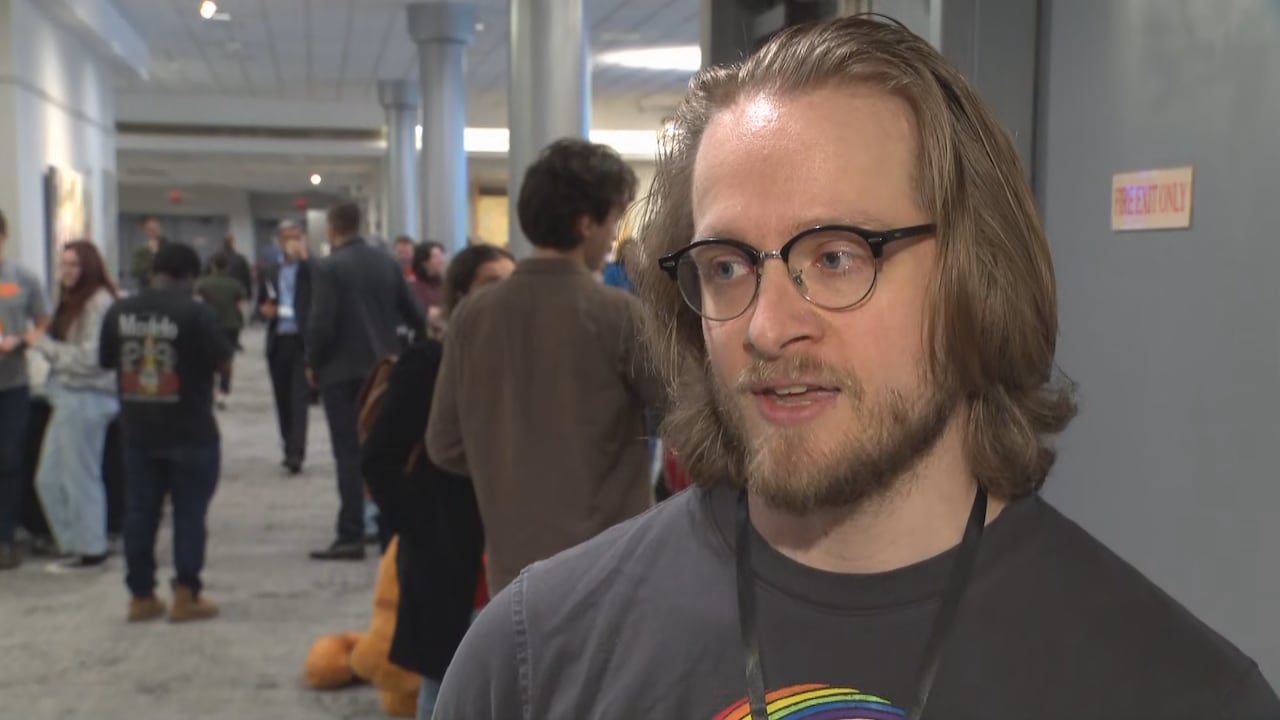 A man stands in a room