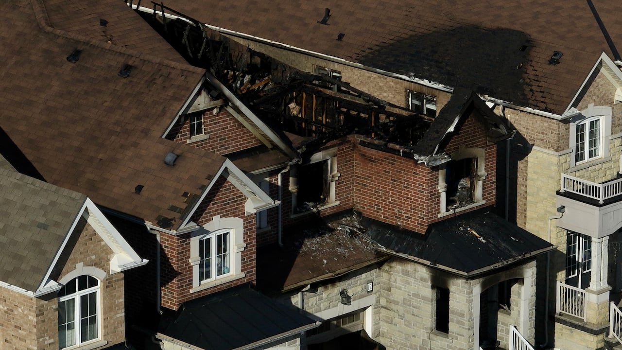 Top of house with fire damage