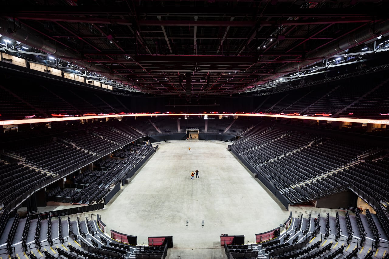 The inside of an empty arena.
