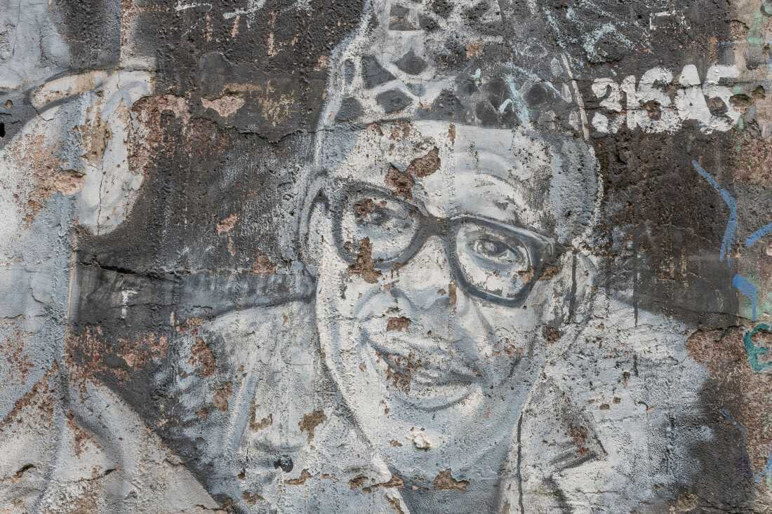 An illustration of former Democratic Republic of Congo (former Zaire) President Mobutu Sese Seko, at the Academy of Fine Arts in the Gombe commune in Kinshasa
