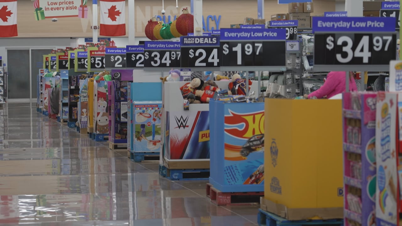 Aisles in a Walmart store.