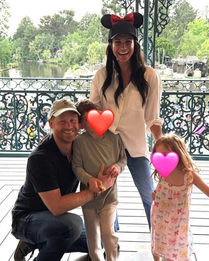 Prince Harry and Meghan Markle with children smiling outdoors, referencing Prince Philip warned Harry before wedding.