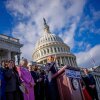 House Minority Leader Hakeem Jeffries, D-N.Y., joined by fellow House Democrats, speaks on the House steps on Nov. 12 in Washington, D.C.