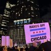 Hundreds marched in downtown Chicago on Oct. 8, protesting President's Trump deployment of National Guard troops and the presence of immigration enforcement agents in the city.