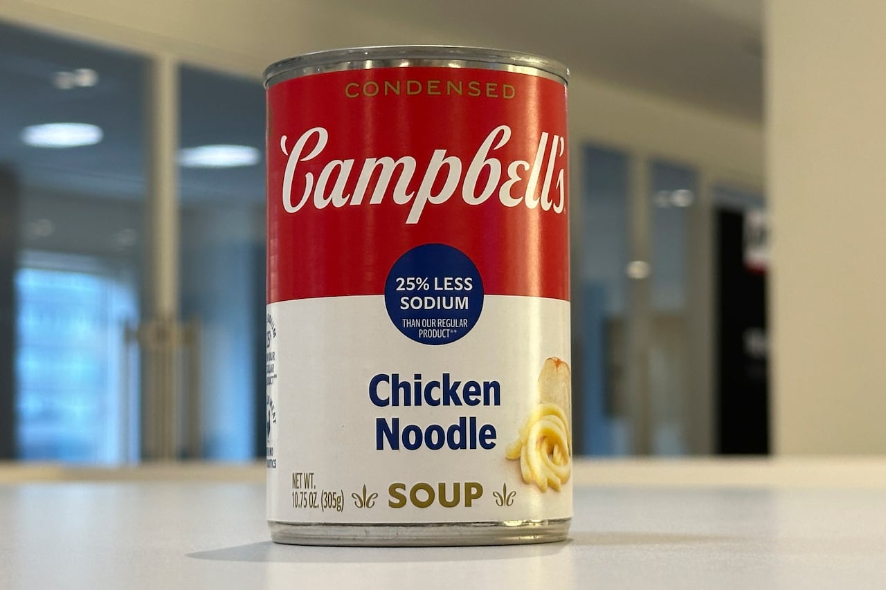 A can  of campbell's  chicken noodle soup