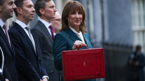 Rachel Reeves presents budget red box ahead of speech in parliament – watch live