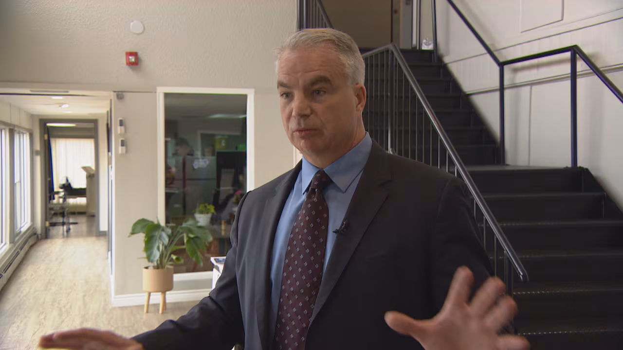Dayan Goodenowe stands in front of the stairs in his Moose Jaw facility, which he says serve as motivation for his clients to regain mobility. 