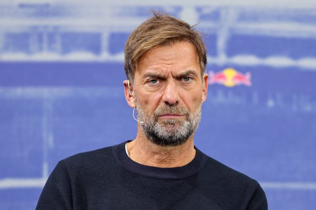 SALZBURG, AUSTRIA - JANUARY 14: Global Head of Soccer Jürgen Klopp looks on during the Presentation of Jürgen Klopp As Head Of Global Soccer Red Bull at Red Bull Hangar-7 on January 14, 2025 in Salzburg, Austria. (Photo by Marcel Engelbrecht - firo sportphoto/Getty Images)