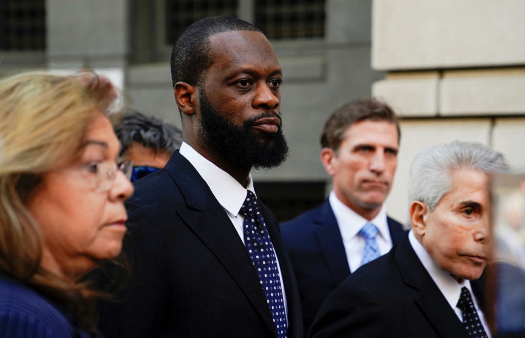 Rapper Prakazrel "Pras" Michel leaves U.S. federal court after being found guilty in Washington