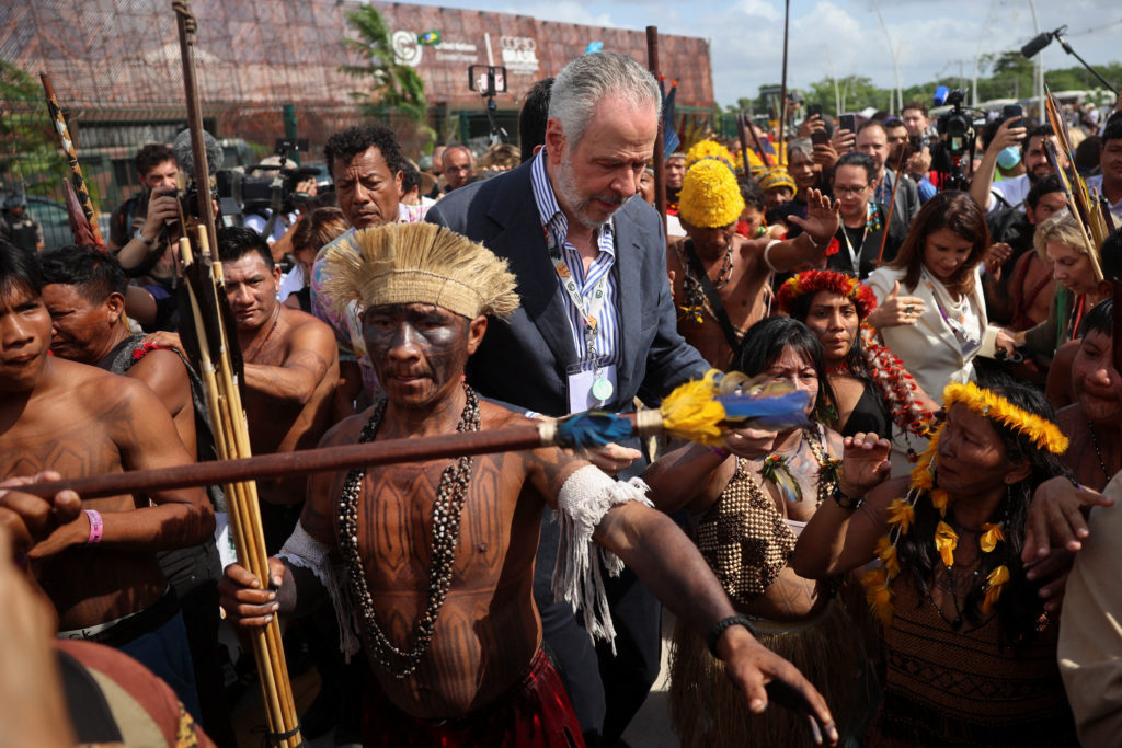 Munduruku indigenous people block access to COP30 in Belem