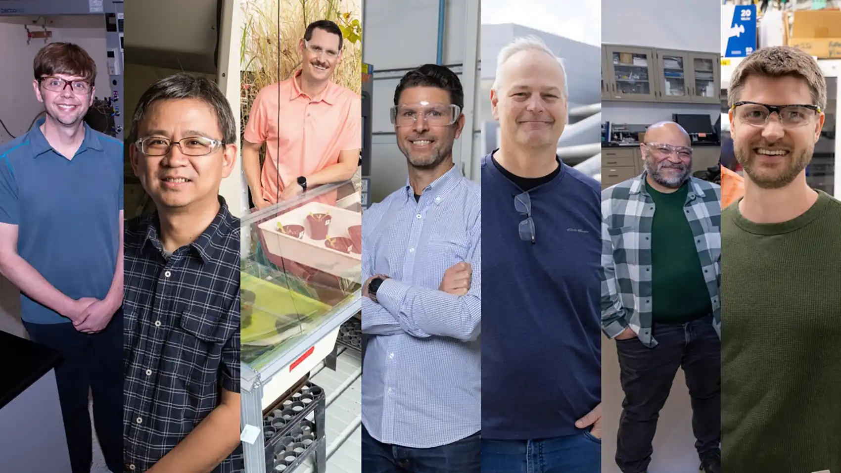 Portraits of seven researchers.