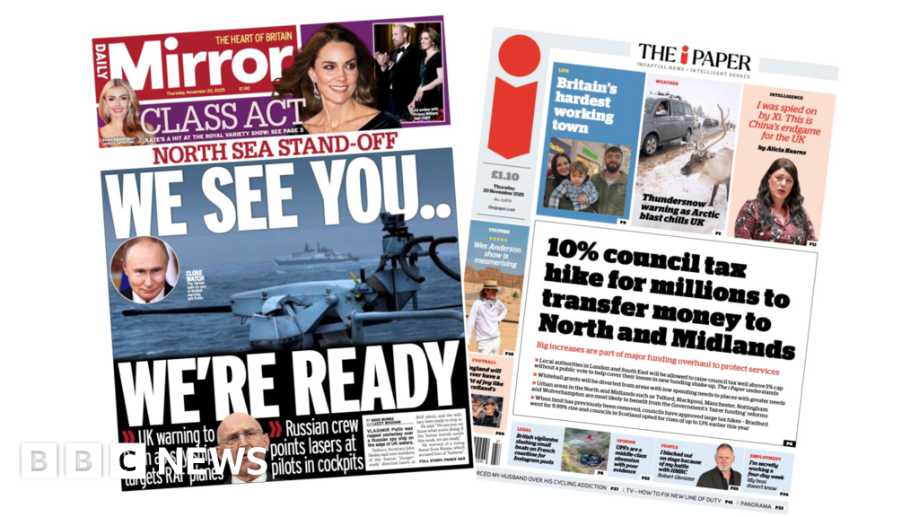 Newspaper headlines: 'North Sea stand-off' and 'Council tax hike for millions' - BBC