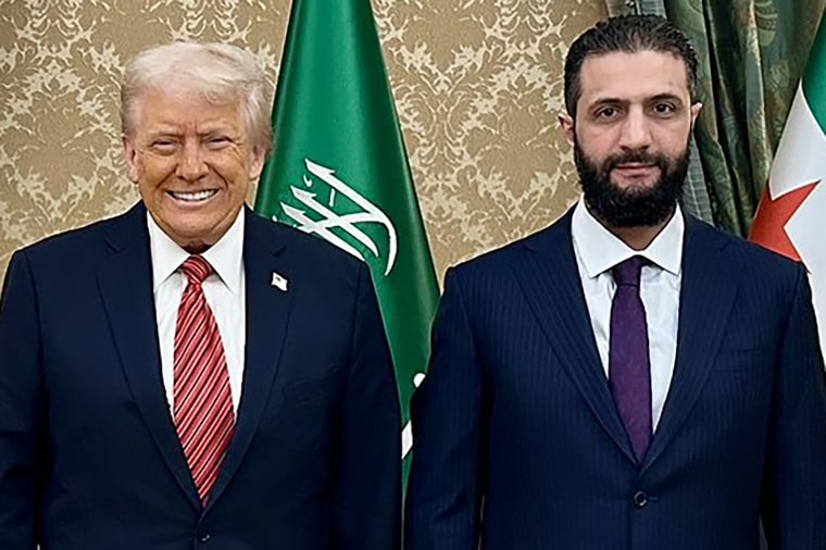 President Donald Trump and Syrian President Ahmad al-Sharaa.