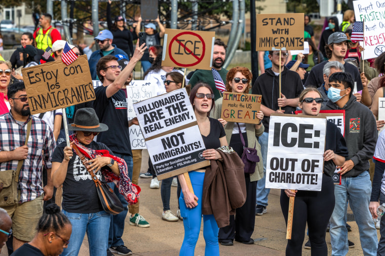 Anti-ICE protestors rally outside