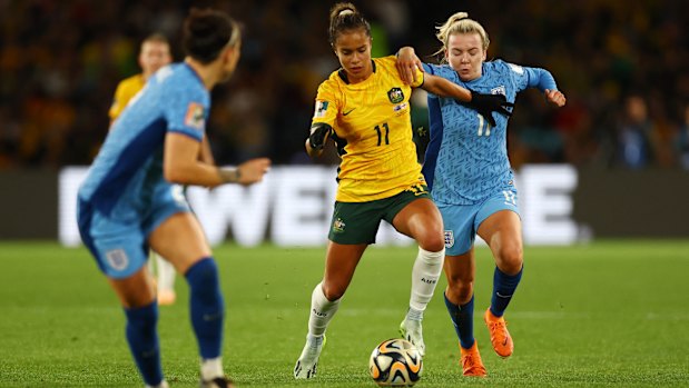 Mary Fowler takes on England at the World Cup.