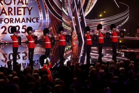 Reuters Katherine Jenkins sings the national anthem on stage during the Royal Variety Performance