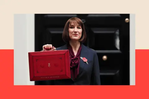 Getty Images Rachel Reeves holding the red box at 11 Downing Street 