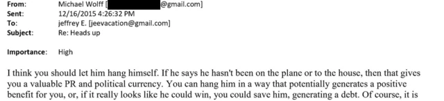 An email from Michael Wolff to Jeffrey Epstein, as released by Democrats on the House Oversight Committee