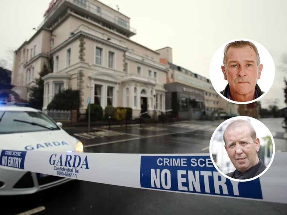 Aftermath of the Regency hotel attack. Getaway driver (inset above) Paul Murphy & (below) Jason Bonney