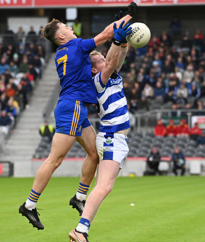 Castlehaven's Conor Cahalane and St Finbarr's Ciarán Doolan tussle for the ball in 2024. Picture: Eddie O'Hare