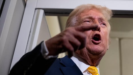 Trump tells reporter 'quiet piggy' after Epstein question – video 