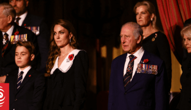 Britain's Prince George attends tribute event for fallen soldiers