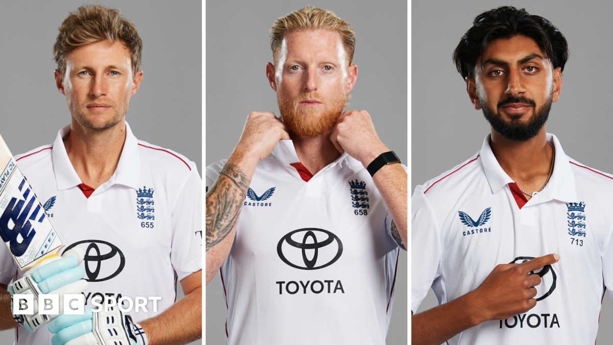 A split graphic of Joe Root, Ben Stokes and Shoaib Bashir