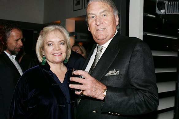 Caroline and John Laws at Otto Ristorante in 2005.