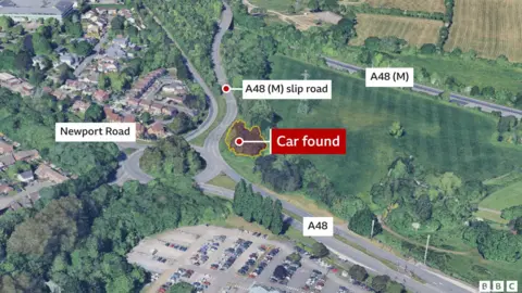 A graphic of a map which shows the A48 and the location of the crash. Location markers point out the location of the crash, the A48 and Newport Road. 
