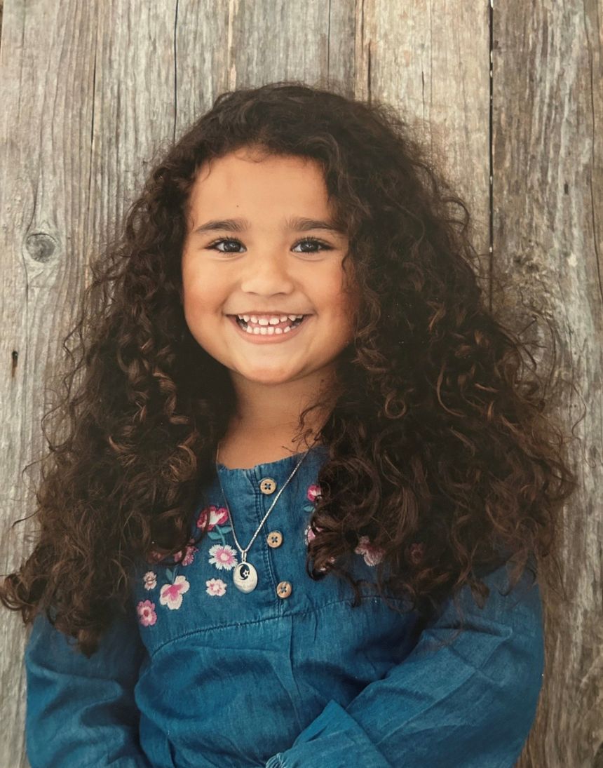 Melodee Buzzard is shown in a photo taken in 2023, which is one of the most recent photos investigators have of the girl before her disappearance.